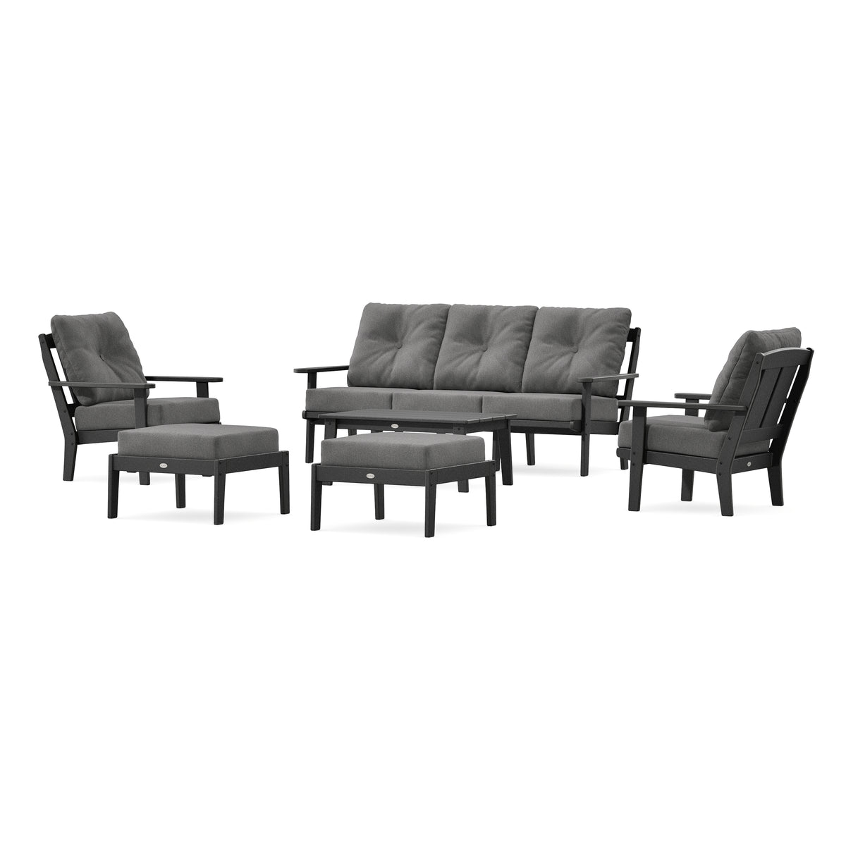 POLYWOOD Mission 6-Piece Lounge Sofa Set in Black