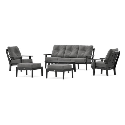 POLYWOOD Mission 6-Piece Lounge Sofa Set in Black