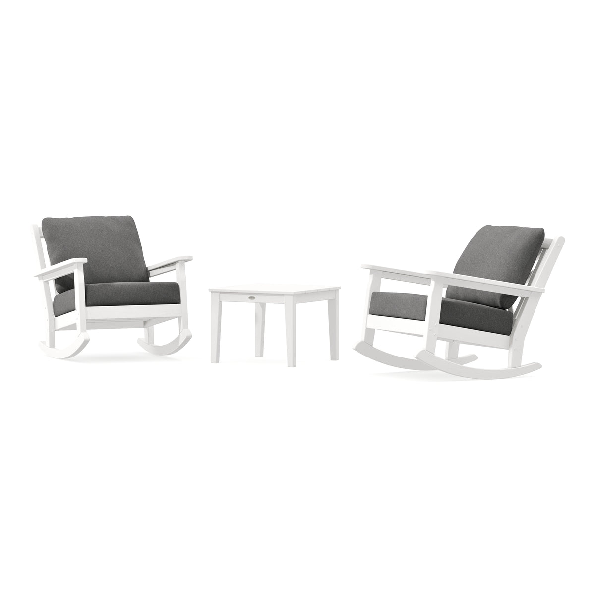POLYWOOD Chippendale 3-Piece Deep Seating Rocker Set in Vintage White