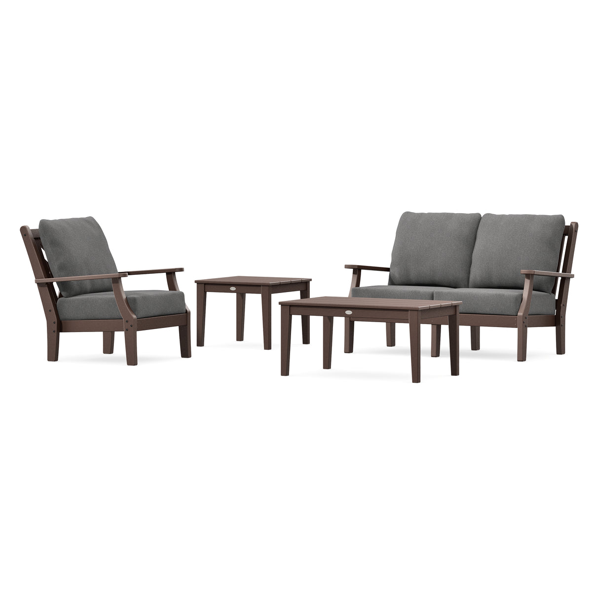 POLYWOOD Country Living Wovendale 4-Piece Deep Seating Set in Mahogany