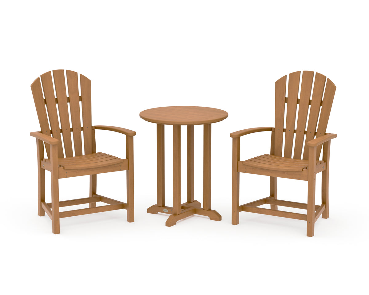 POLYWOOD Palm Coast 3-Piece Round Farmhouse Bistro Dining Set in Natural