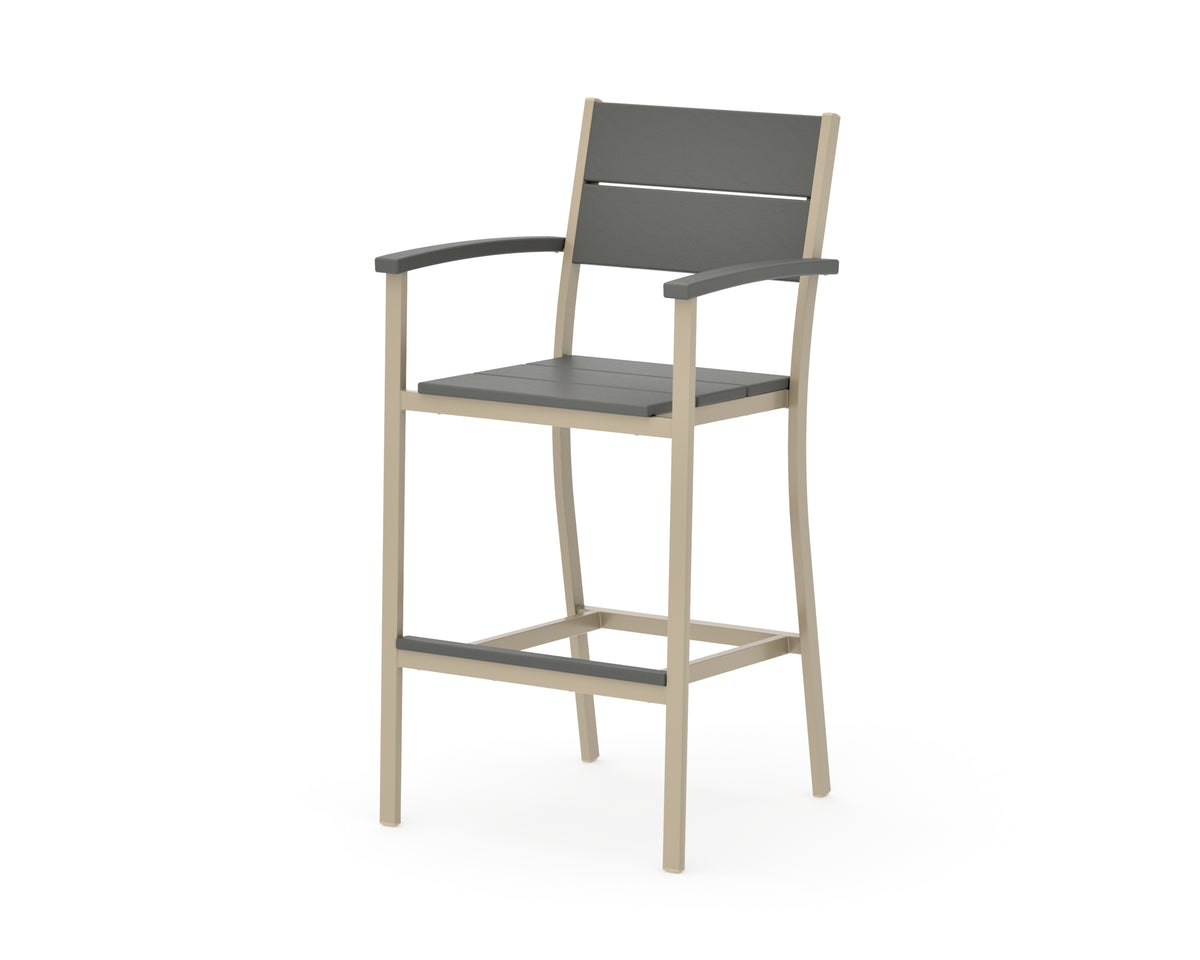 POLYWOOD Main Street Bar Arm Chair in Sand / Slate Grey