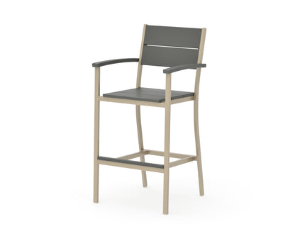 POLYWOOD Main Street Bar Arm Chair in Sand / Slate Grey