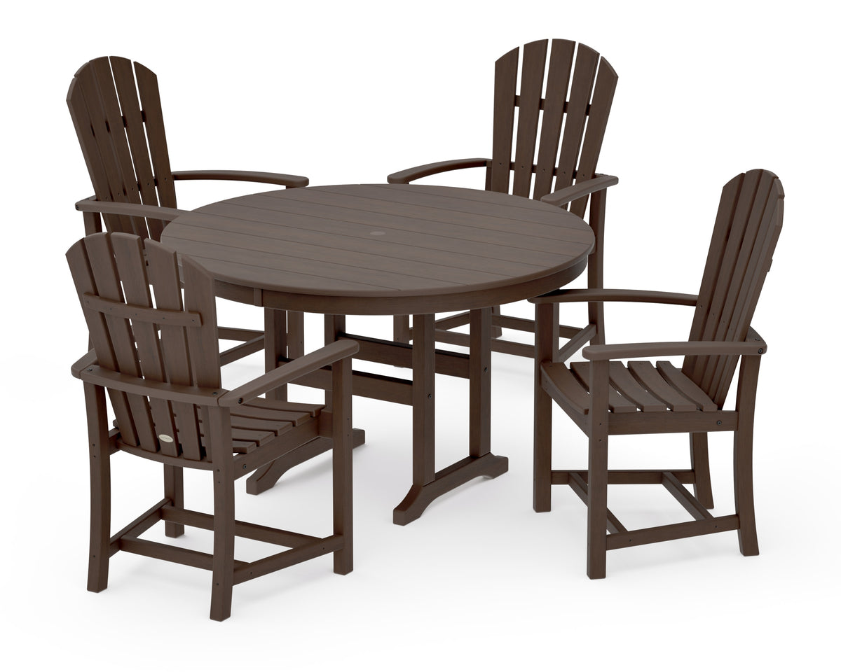 POLYWOOD Palm Coast 5-Piece Round Farmhouse Dining Set in Kona