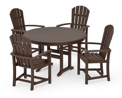 POLYWOOD Palm Coast 5-Piece Round Farmhouse Dining Set in Kona