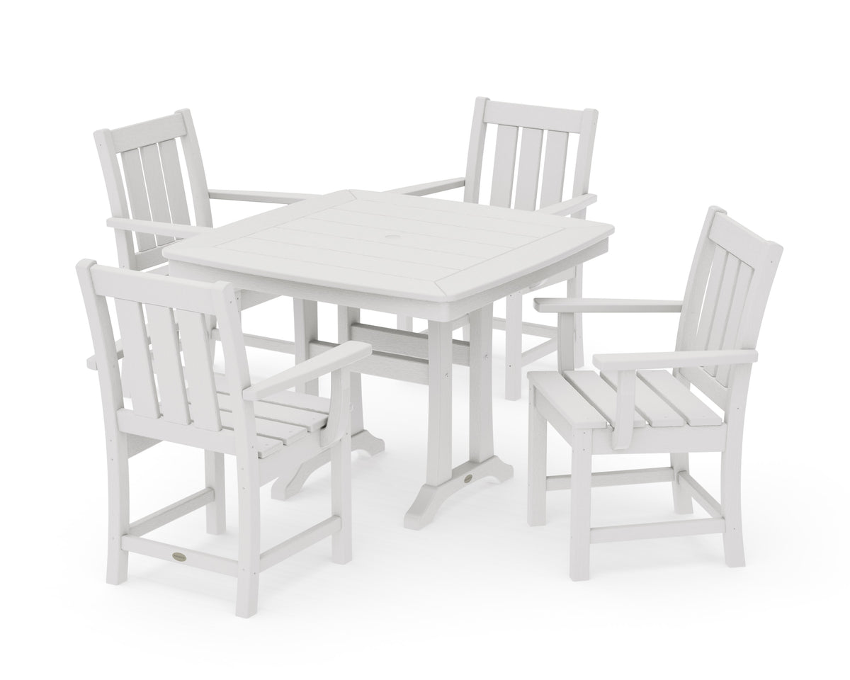 POLYWOOD Oxford 5-Piece Dining Set with Trestle Legs in Vintage White