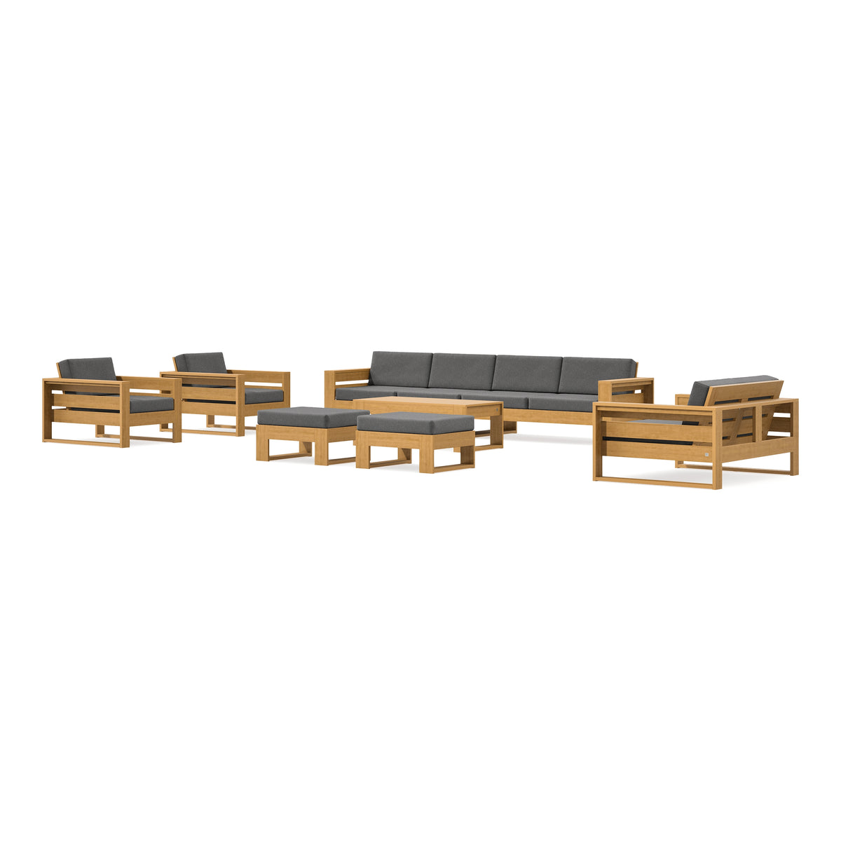 POLYWOOD PW Designer Series Latitude 8-Piece Lounge Sofa Set in Natural / Ash Charcoal
