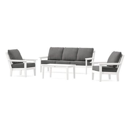 POLYWOOD Country Living Cottage 4-Piece Deep Seating Set with Sofa in Vintage White