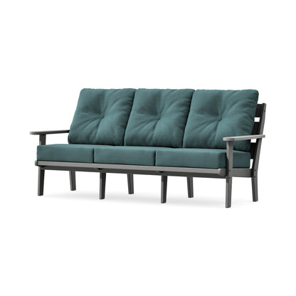 POLYWOOD Lakeside Deep Seating Sofa in Slate Grey / Ocean Teal