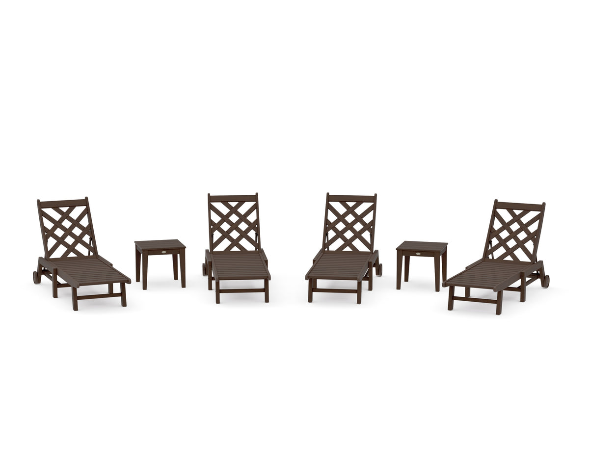 POLYWOOD Wovendale 6-Piece Chaise Set with Wheels in Kona