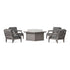 POLYWOOD PW Designer Series Estate 5-Piece Lounge Fire Table Set in Driftwood / Ash Charcoal