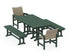 POLYWOOD Coastal Woven 5-Piece Farmhouse Dining Set with Benches in Green / Dune Grass