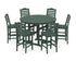 POLYWOOD Savannah 7-Piece Farmhouse Side Chair Round Bar Set in Green