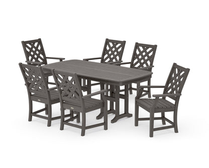 POLYWOOD Wovendale Arm Chair 7-Piece Dining Set in Driftwood