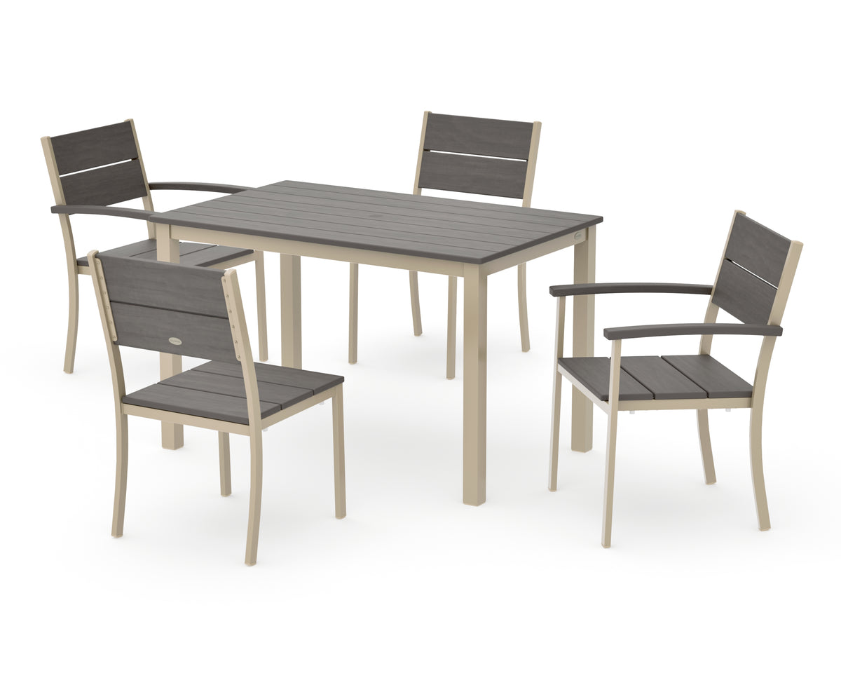 POLYWOOD Main Street 5-Piece Dining Set with Main Street 30 x 48 Dining Table in Sand / Driftwood