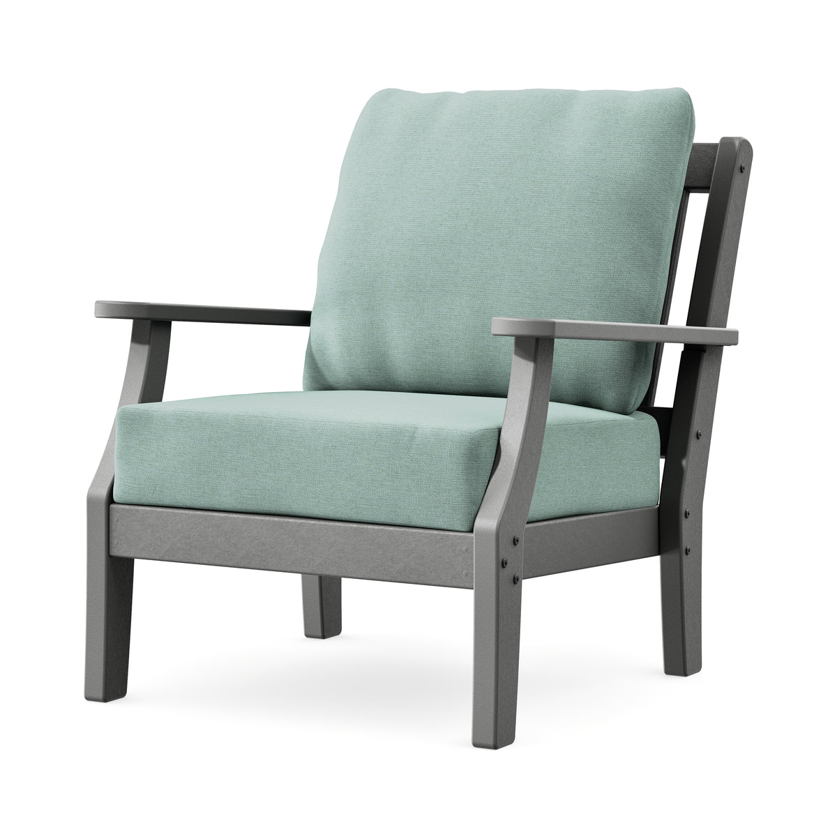 POLYWOOD Chinoiserie Deep Seating Chair in Slate Grey / Glacier Spa