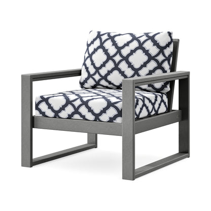 POLYWOOD EDGE Club Chair in Slate Grey / Trellis Navy