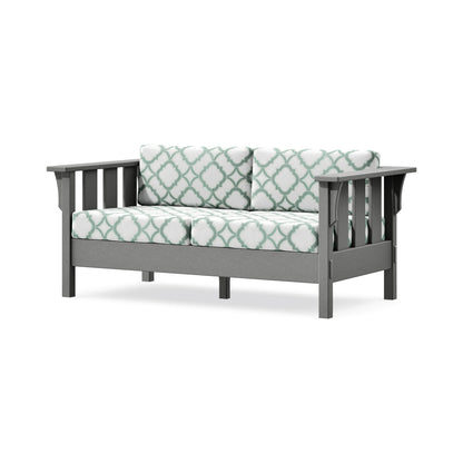 POLYWOOD Acadia Deep Seating Loveseat in Slate Grey / Trellis Glacier Spa