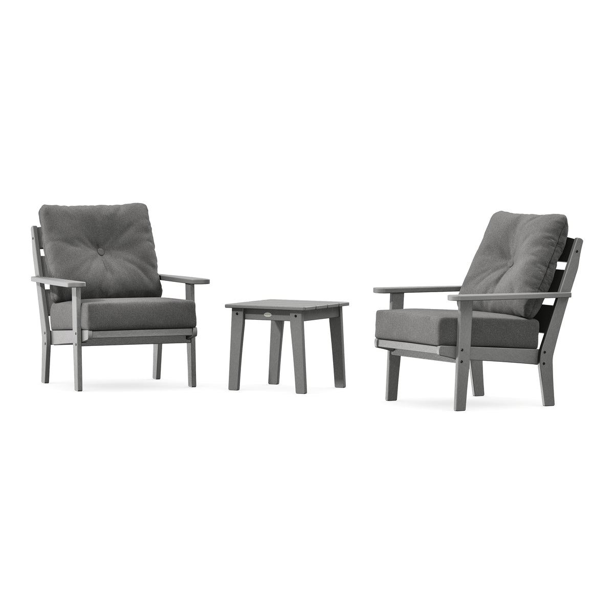 POLYWOOD Lakeside 3-Piece Deep Seating Chair Set in Slate Grey