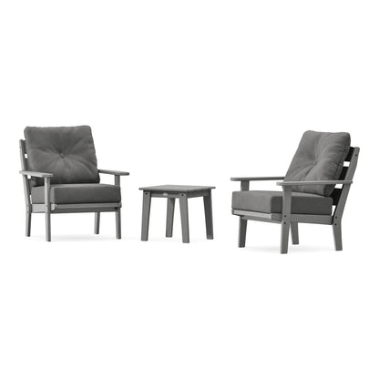 POLYWOOD Lakeside 3-Piece Deep Seating Chair Set in Slate Grey