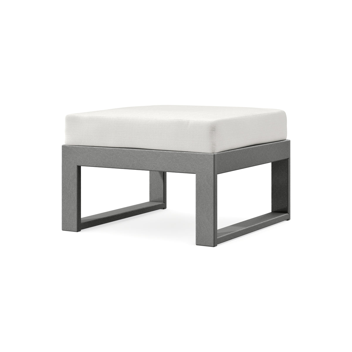 POLYWOOD Modular Ottoman - Modern in Slate Grey / Natural Linen
