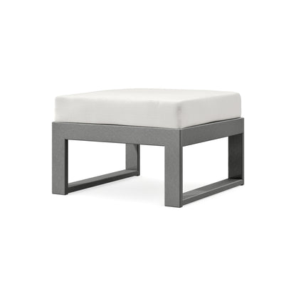 POLYWOOD Modular Ottoman - Modern in Slate Grey / Natural Linen