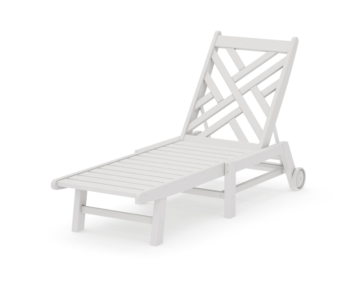 POLYWOOD Chippendale Chaise with Wheels in Vintage White