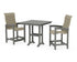 POLYWOOD Coastal Woven High-Back 3-Piece Farmhouse Counter Set with Trestle Legs in Slate Grey / Dune Grass
