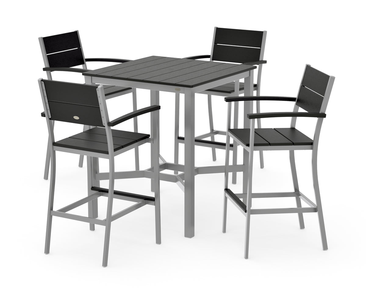 POLYWOOD Main Street 5-Piece Bar Set in Silver / Black