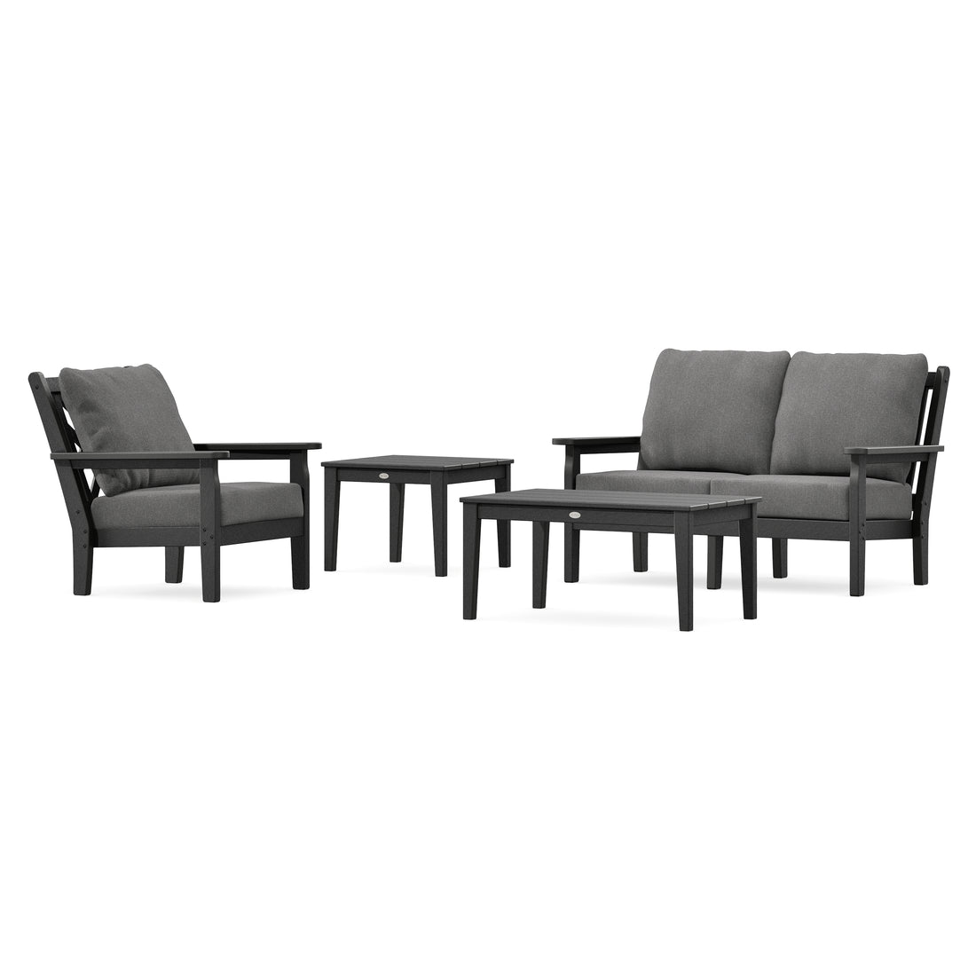 POLYWOOD Chippendale 4-Piece Deep Seating Set in Black