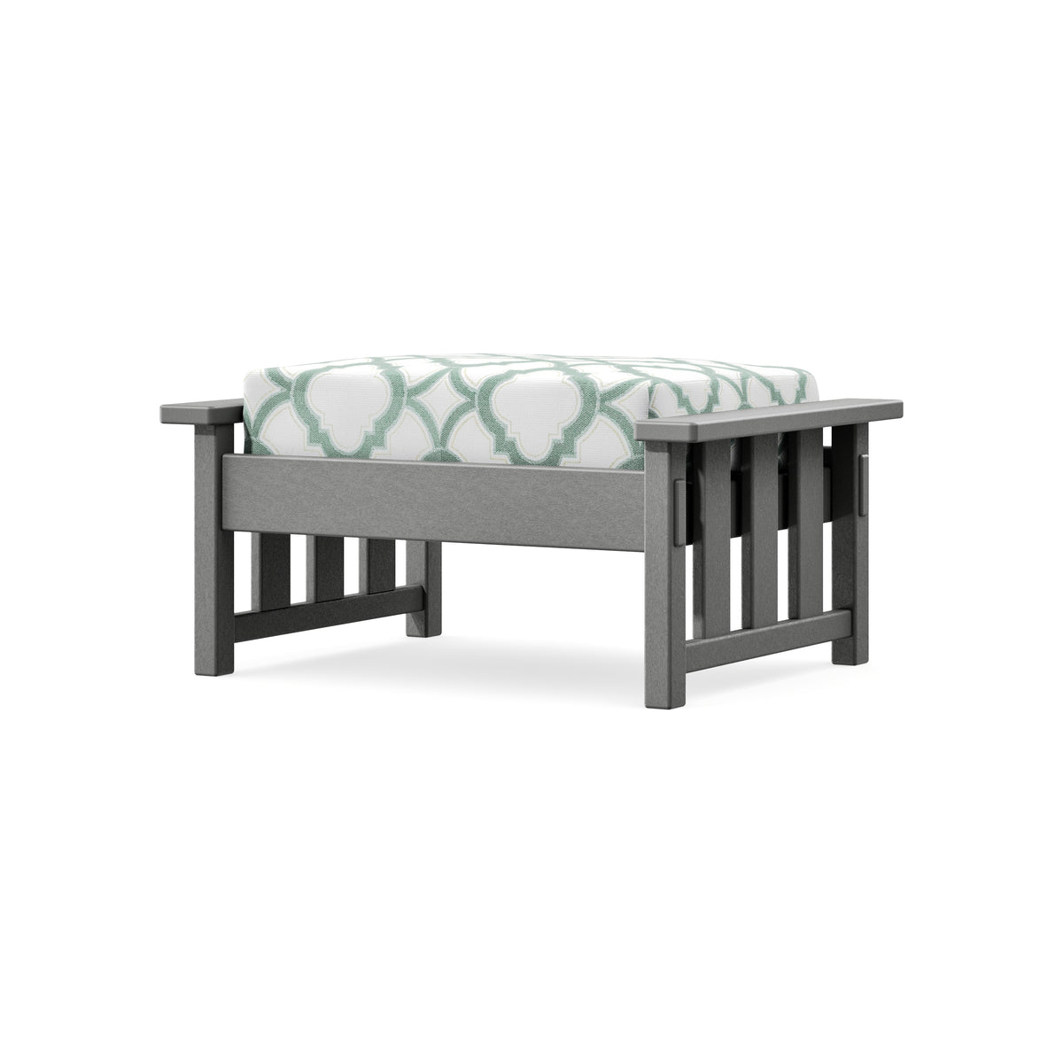 POLYWOOD Acadia Deep Seating Ottoman in Slate Grey / Trellis Glacier Spa