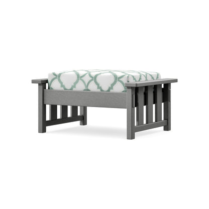 POLYWOOD Acadia Deep Seating Ottoman in Slate Grey / Trellis Glacier Spa
