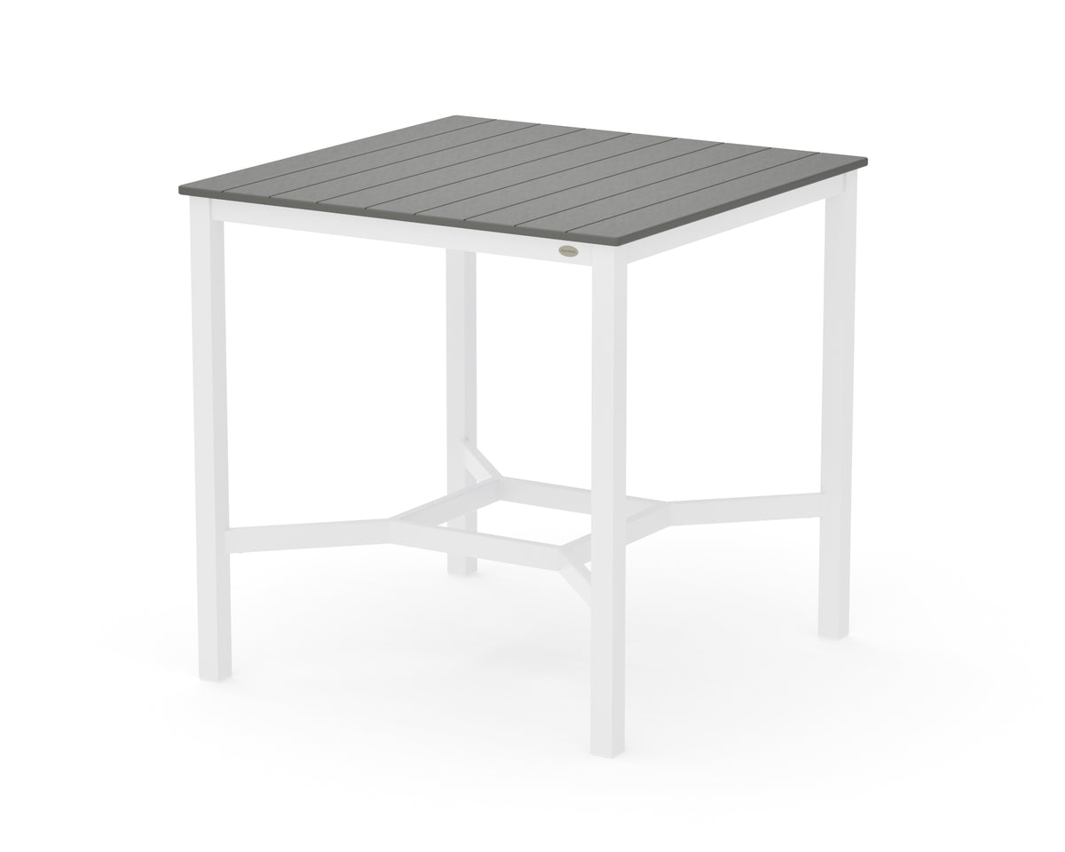 POLYWOOD Main Street 42 x 42 Bar Table in White / Slate Grey