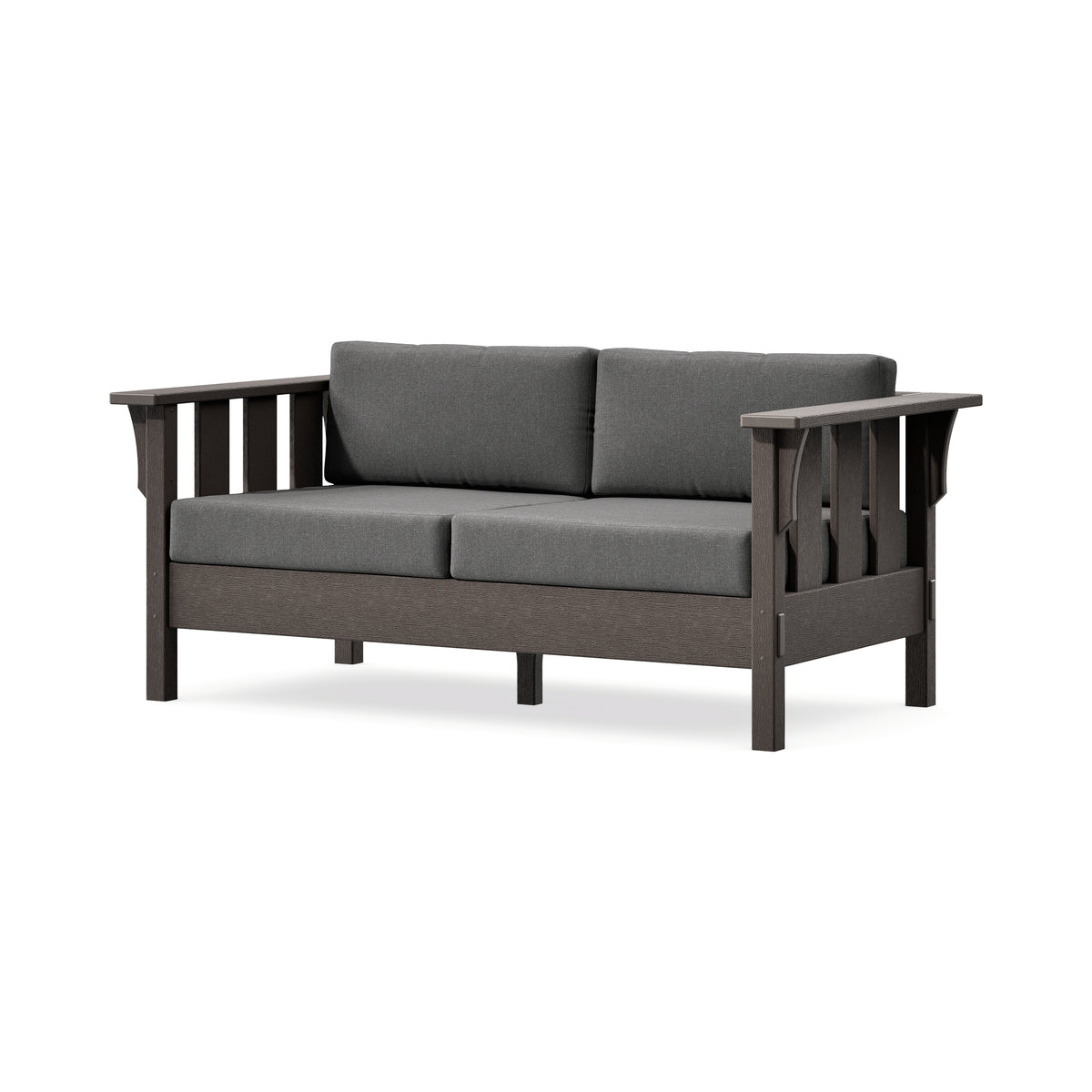 POLYWOOD Acadia Deep Seating Loveseat in Vintage Coffee / Ash Charcoal