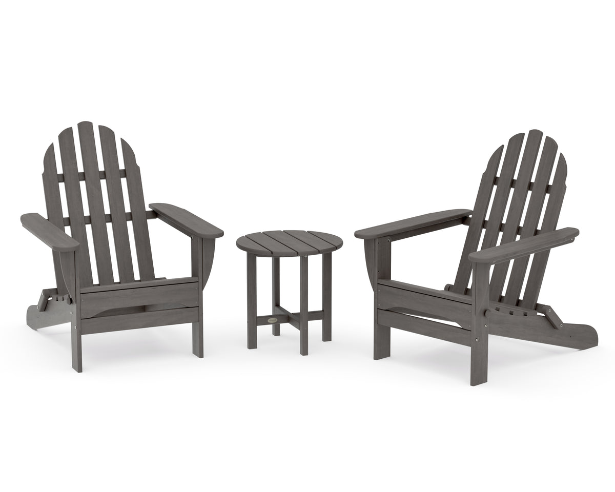 POLYWOOD Classic Folding Adirondack 3-Piece Set in Driftwood
