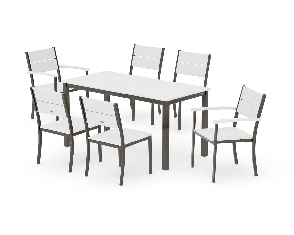 POLYWOOD Main Street 7-Piece Dining Set with Main Street 30 x 60 Dining Table in Bronze / White
