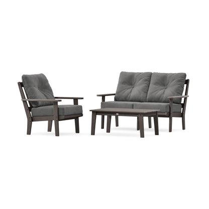POLYWOOD Oxford 3-Piece Deep Seating Set with Loveseat in Vintage Coffee