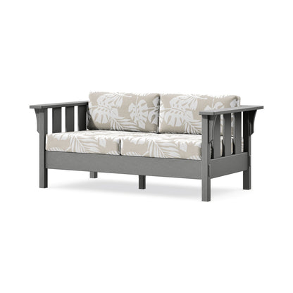 POLYWOOD Acadia Deep Seating Loveseat in Slate Grey / Leaf Dune Burlap