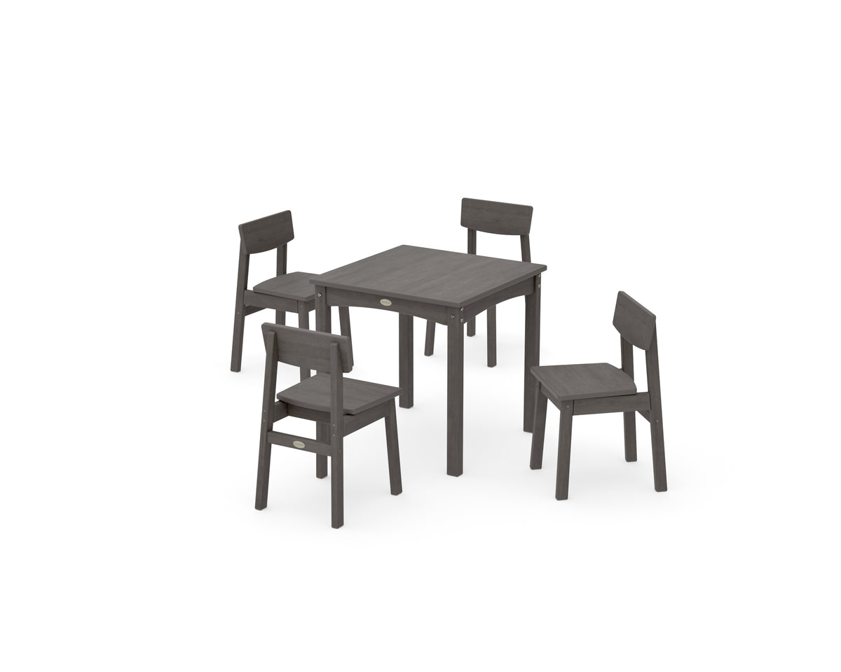 POLYWOOD Modern Studio Kids 5-Piece Dining Set in Driftwood
