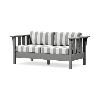 POLYWOOD Acadia Deep Seating Loveseat in Slate Grey / Cabana Stripe Grey Mist