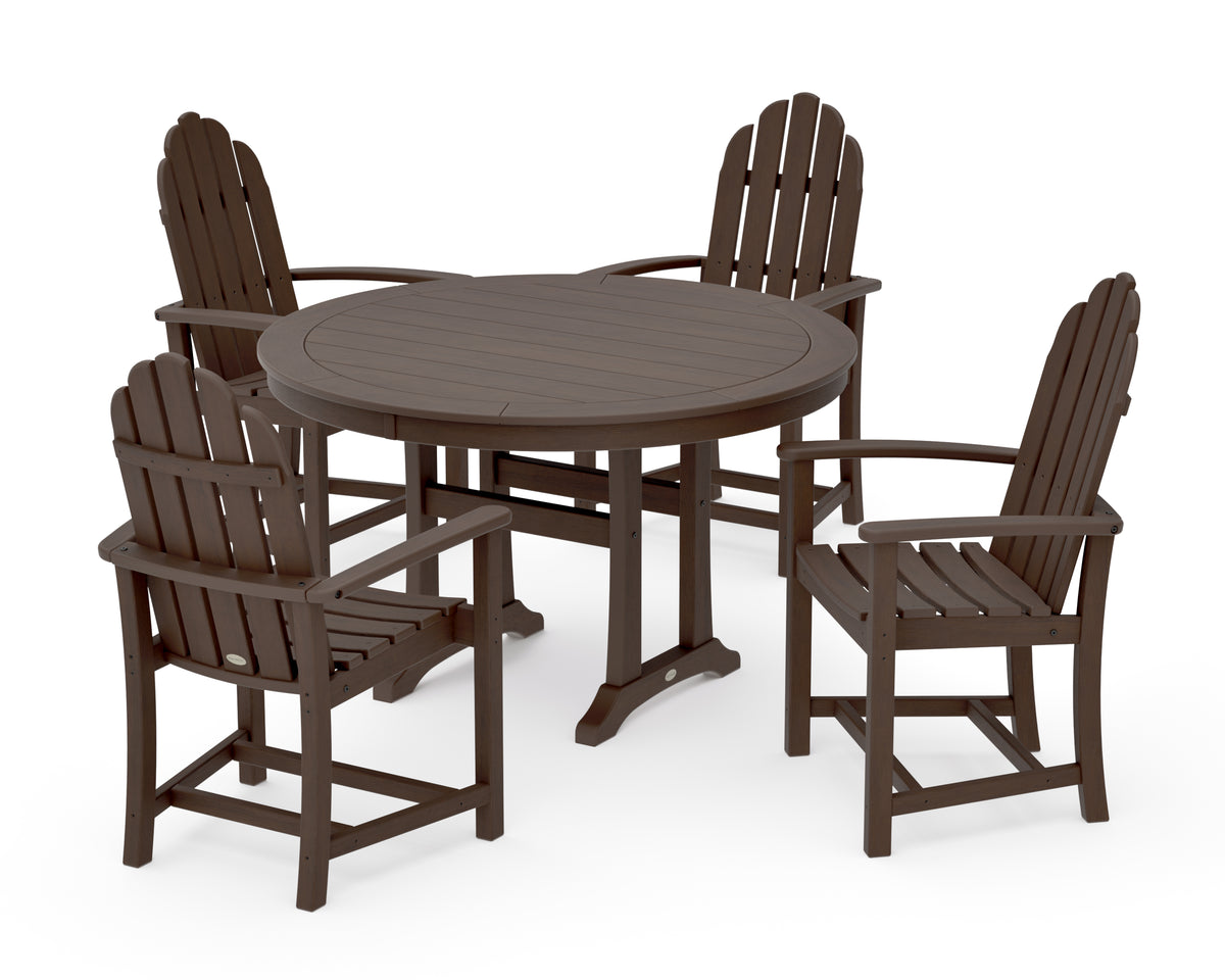 POLYWOOD Classic Adirondack 5-Piece Round Dining Set with Trestle Legs in Kona