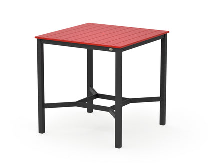 POLYWOOD Main Street 42 x 42 Bar Table in Black / Sunset Red