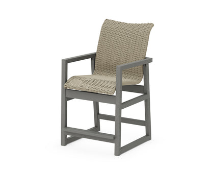 POLYWOOD EDGE Woven Counter Arm Chair in Slate Grey / Dune Grass