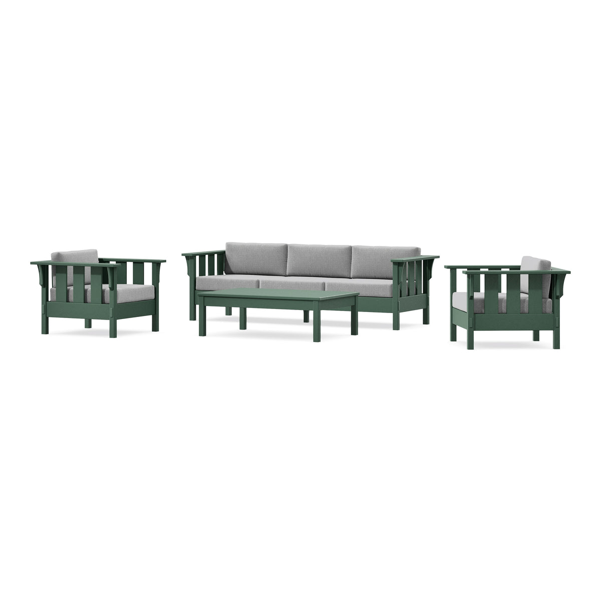 POLYWOOD Acadia 4-Piece Deep Seating Set with Sofa in Green / Grey Mist