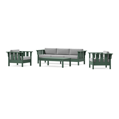 POLYWOOD Acadia 4-Piece Deep Seating Set with Sofa in Green / Grey Mist
