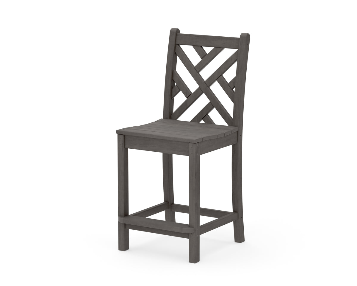 POLYWOOD Chippendale Counter Side Chair in Driftwood