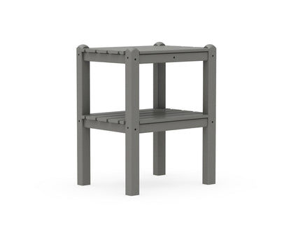 Additional angle of the POLYWOOD Two Shelf Side Table in Slate Grey