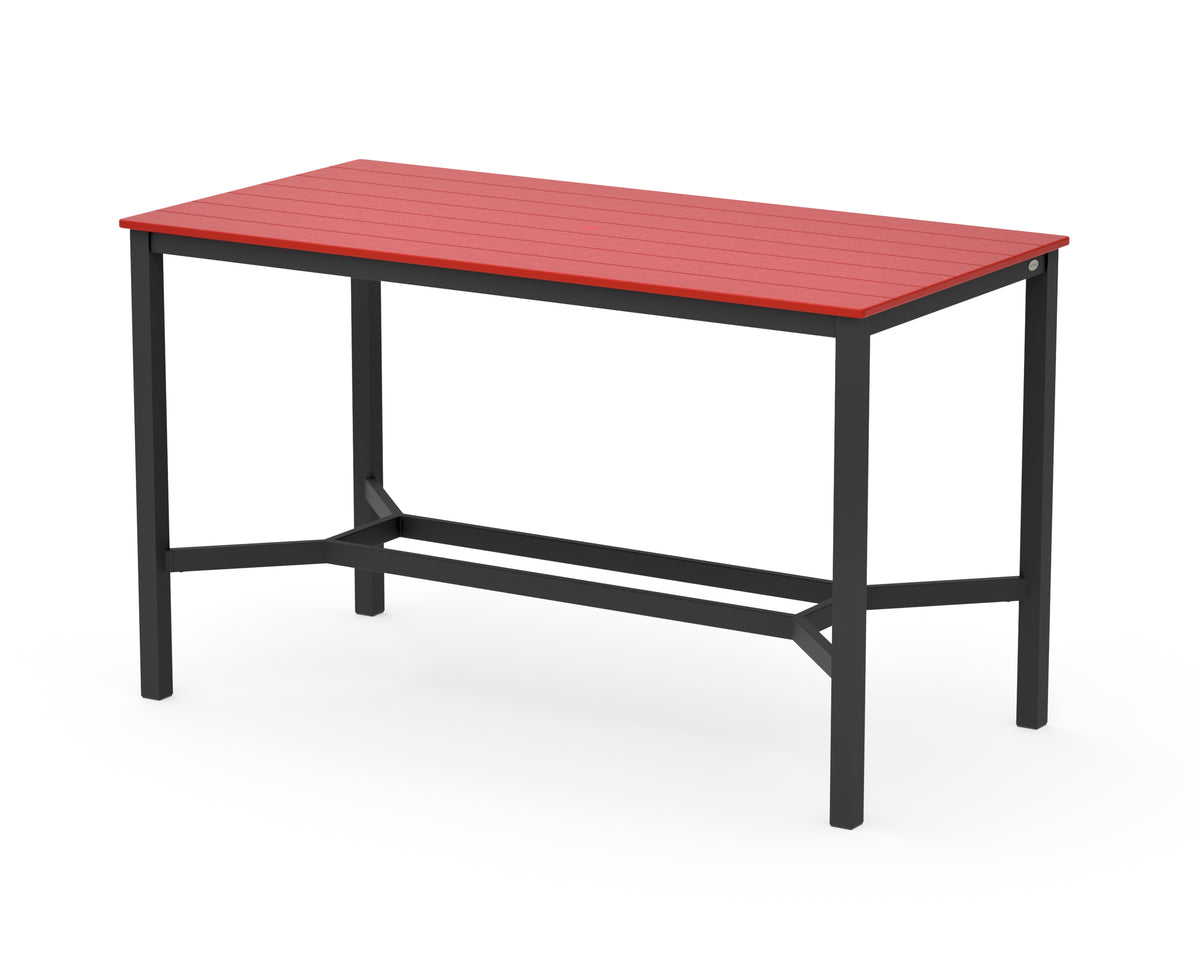 POLYWOOD Main Street 36 x 72 Bar Table in Black / Sunset Red