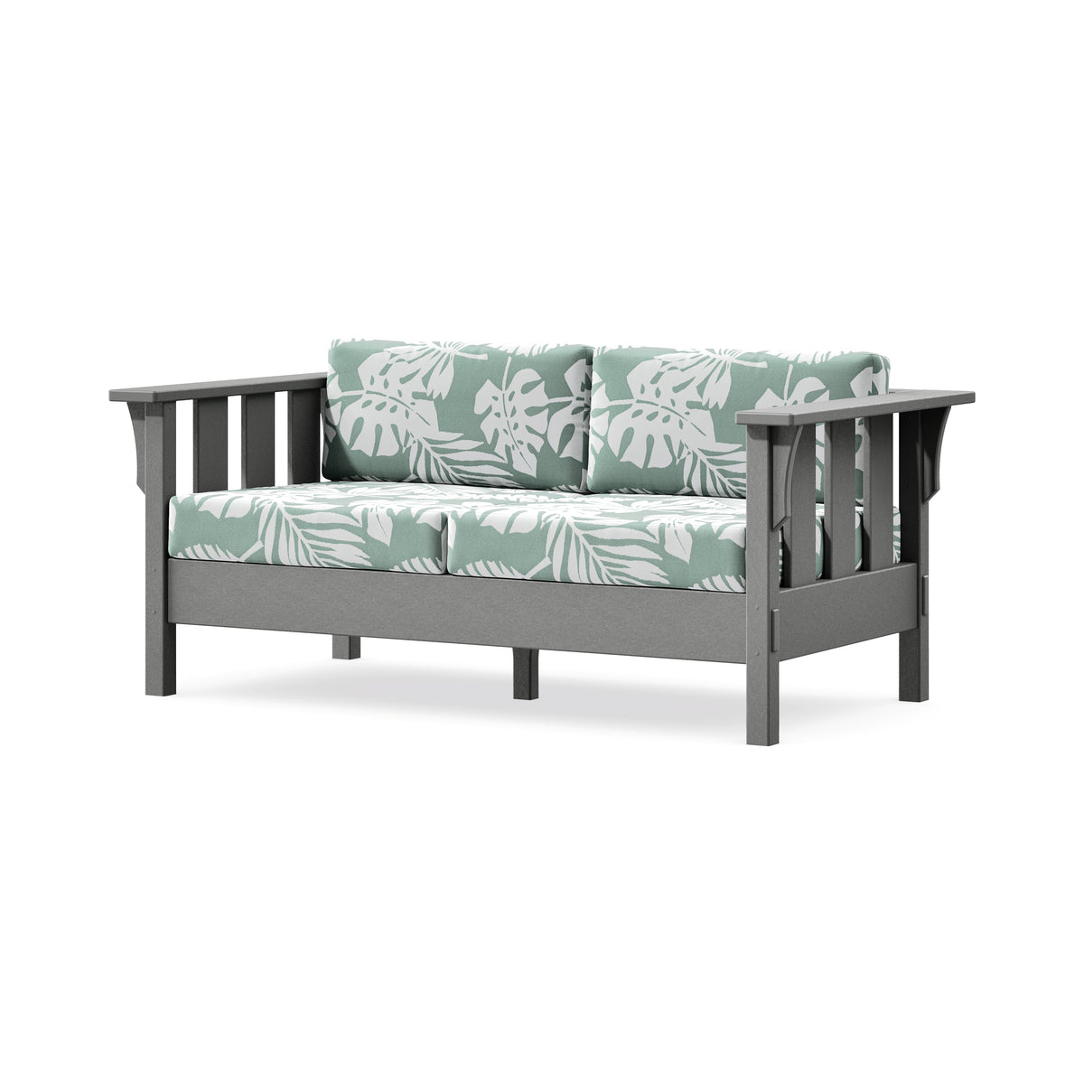 POLYWOOD Acadia Deep Seating Loveseat in Slate Grey / Leaf Glacier Spa