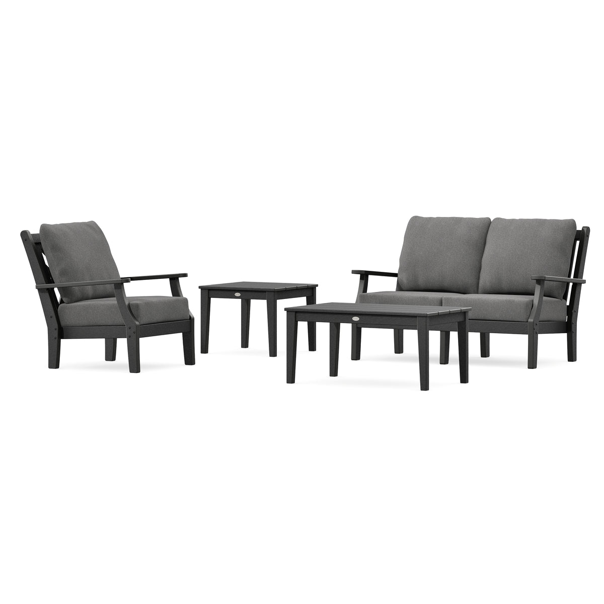 POLYWOOD Country Living Wovendale 4-Piece Deep Seating Set in Black
